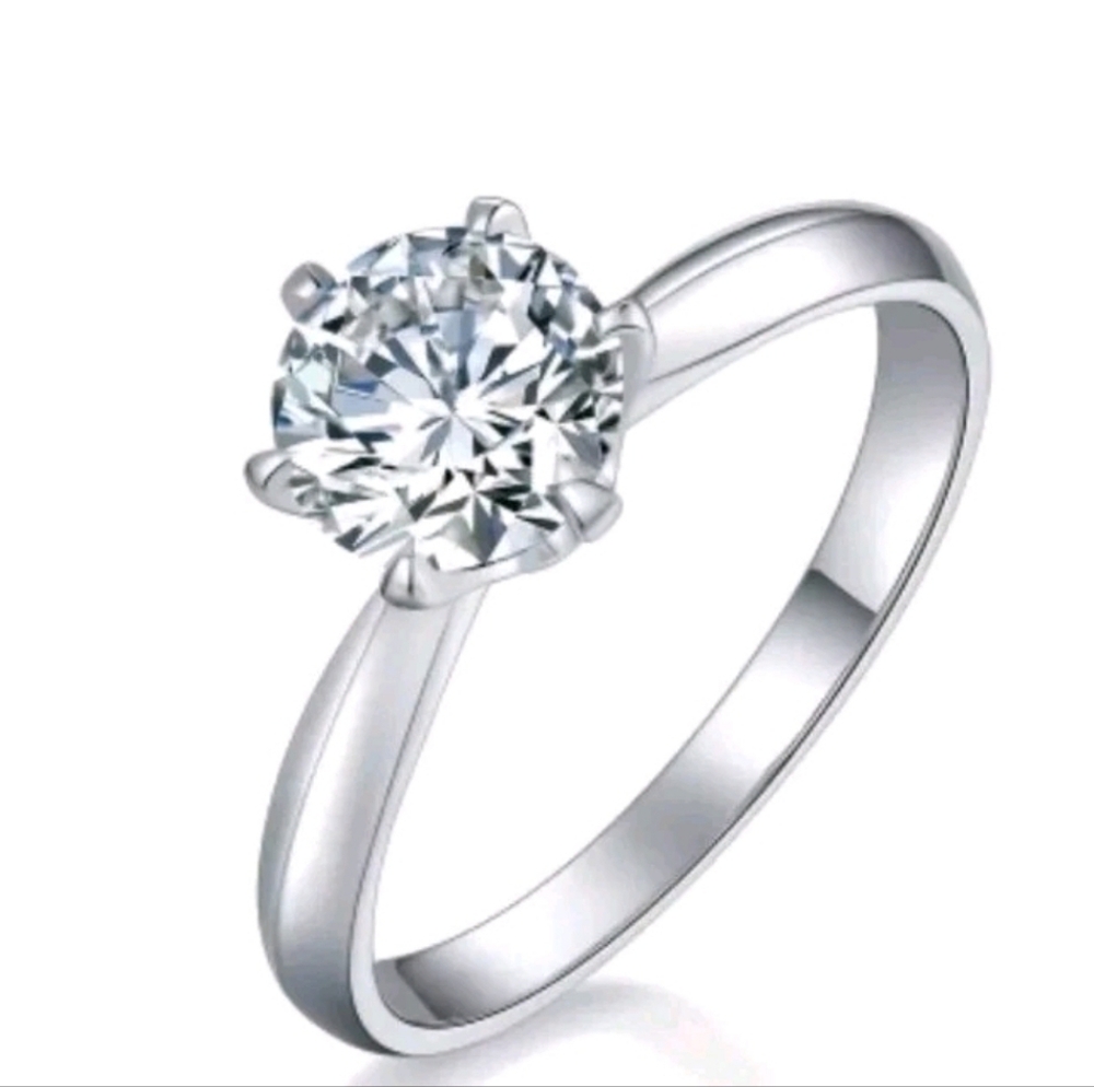 Sz 6 Moissanite 18k Gold Plated 925 Sterling Silver Ring Engagement Certified